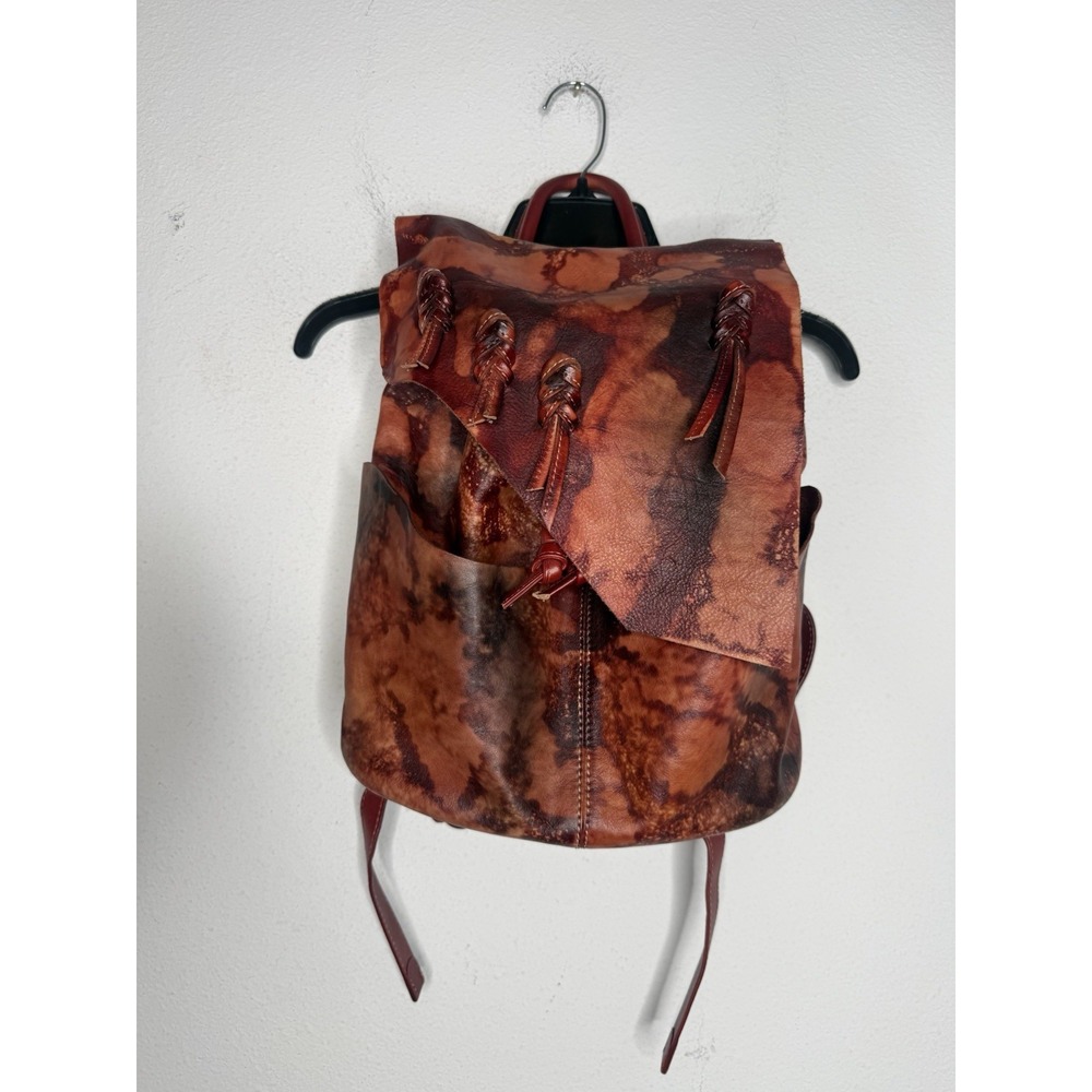 VTG Tasseled Burnished Leather Backpack Purse Rucksack Western Boho Southwest